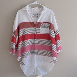 Holding Horses Anthropologie Monroe Striped Button Down Oversized Shirt